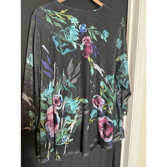 Avenue Semi-Sheer Tunic Top, 22 3/4 Sleeves, Watercolor Whimsigoth Fairy‎ - Picture 6 of 7